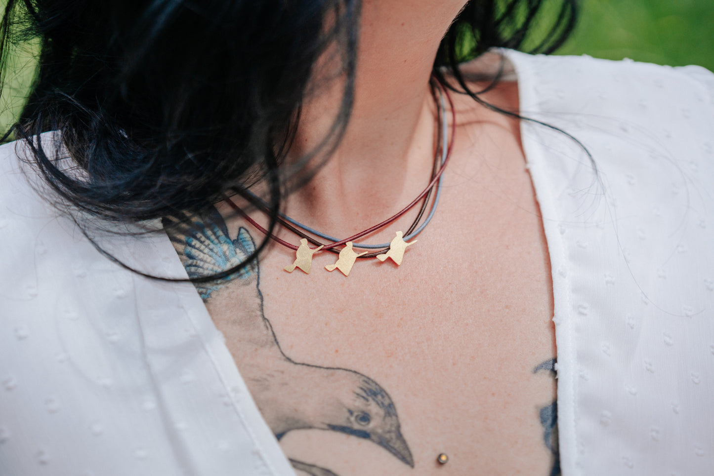 Hexenkette mit Lederband Gold