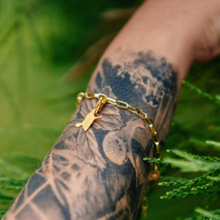 Ankerketten Armband mit Hexe vergoldet