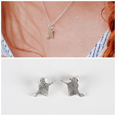 Hexenkette & Hexenohrringe Set Silber